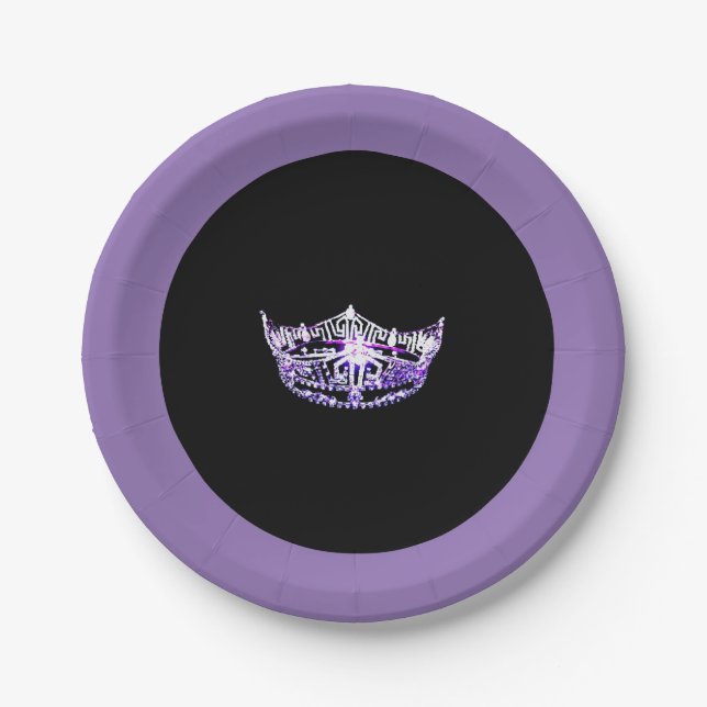 Miss America style Purple Crown 7" Paper Plates (Front)