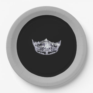 Miss America style Silver Crown 9" Paper Plates