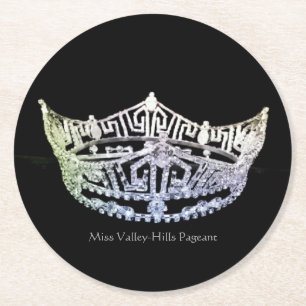 Miss America style Silver Crown Paper Coasters