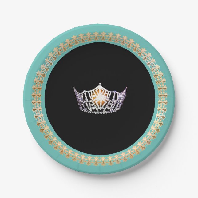 Miss America Turquoise 7" Paper Plates (Front)