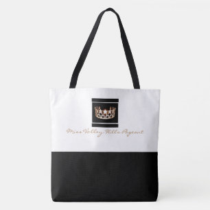 Miss America USA Custom Colour Crown Tote Blck/Wht Bag