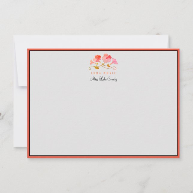 Miss America USA Pageant Custom Note Card-Orange Card (Front)