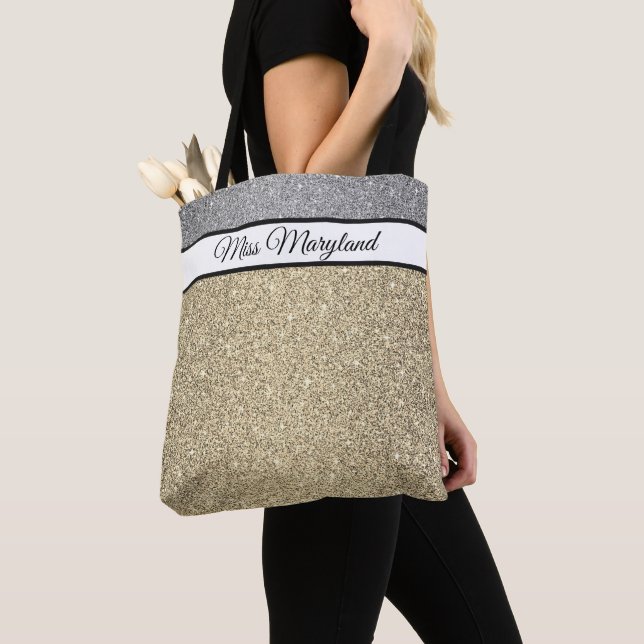 Miss America USA Pageant Faux Glitter Tote Bag (Close Up)