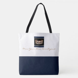 Miss America USA style Crown Tote Navy/Whte Bag
