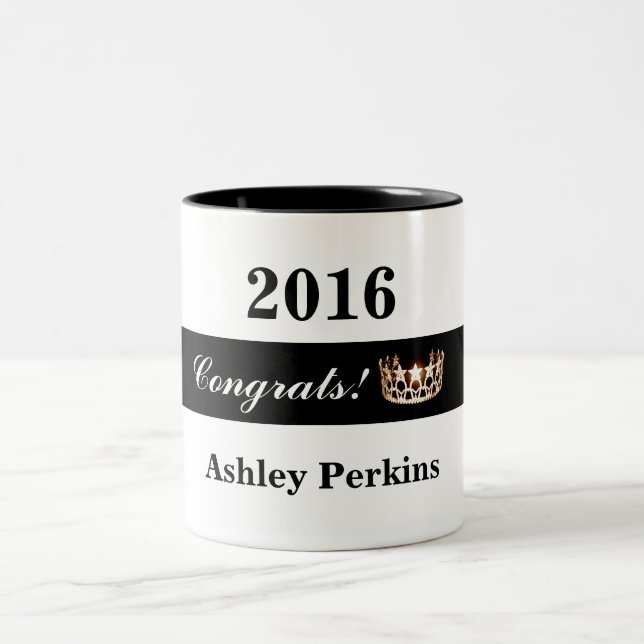 Miss America USA style Pageant Crown Congrats Mug (Center)