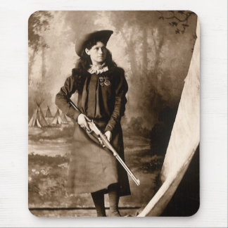 Miss Annie Oakley with Gun, Vintage Photo Portrait Mouse Pad