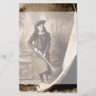 Miss Annie Oakley with Gun, Vintage Photo Portrait Stationery
