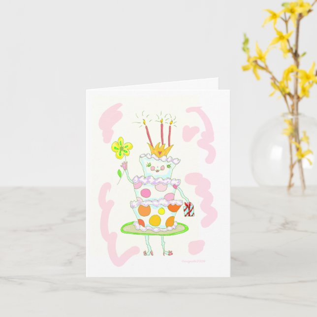 Miss Birthday Cake Card (Yellow Flower)