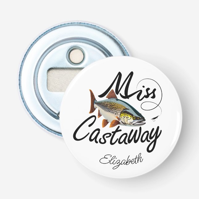 Miss Castaway Rainbow Trout  Bottle Opener (Front)