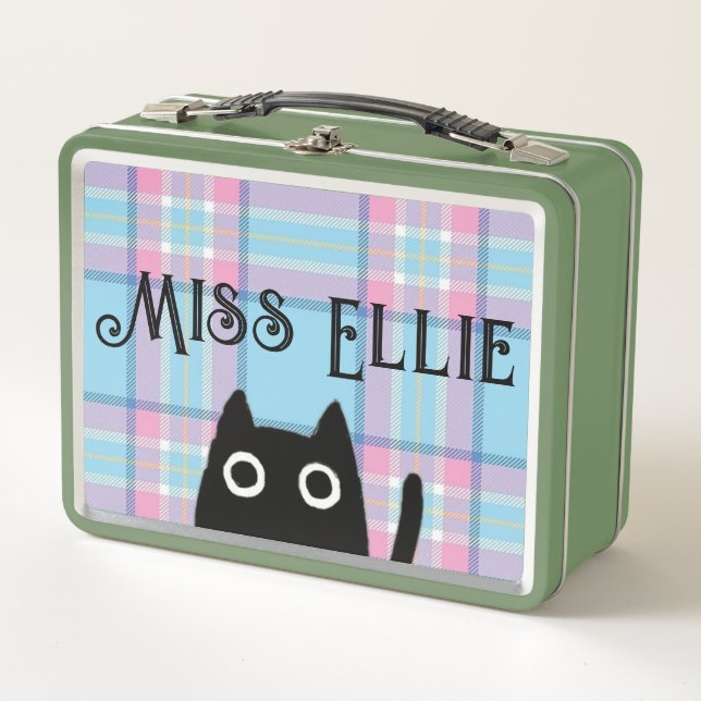Miss Ellie and Cat Green Lunchbox (Front)