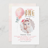 Miss Girl's Birthday Thank You Photo Card