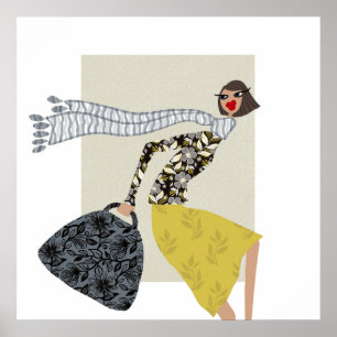 Miss Honey Winter Season Fashion Art Poster