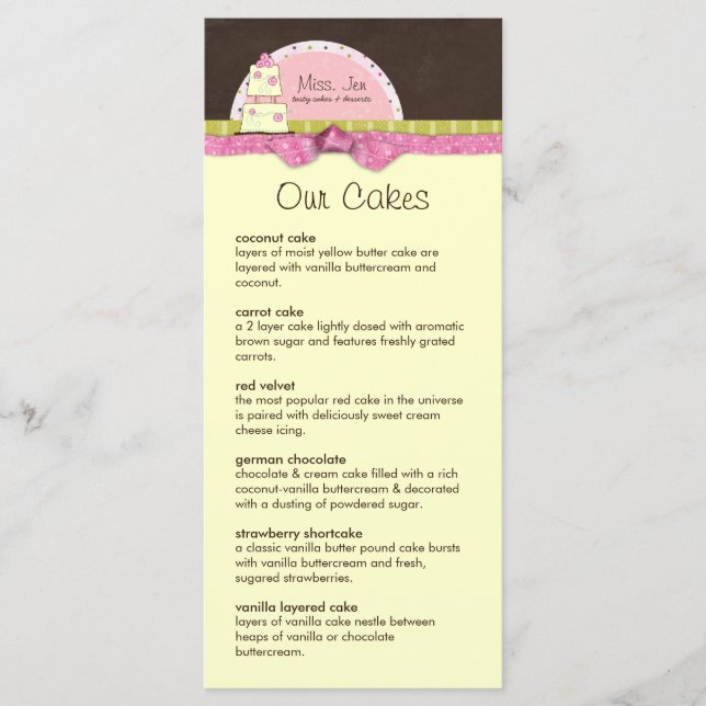 Miss. Jen Menu Rack Cards (Front)