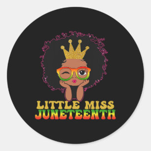 Miss Juneteenth Celebrate June 19th Black Girl Kid Classic Round Sticker