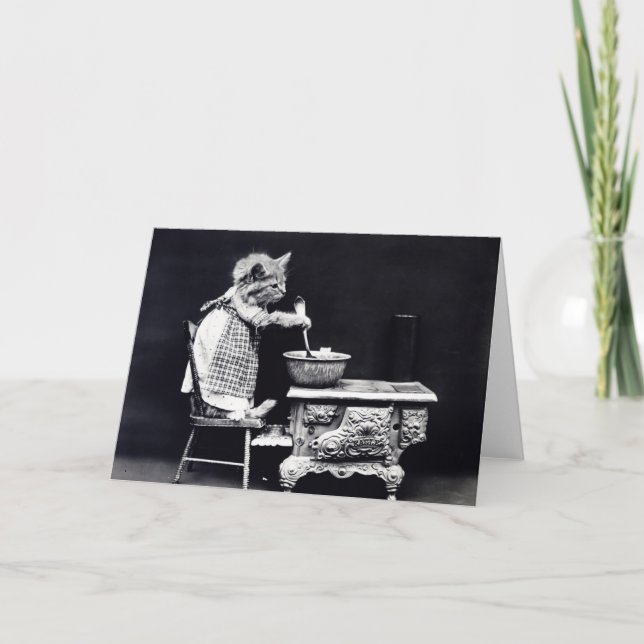 Miss Kitten Cooking Card (Front)