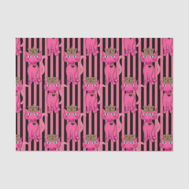 Miss Kitty, Pink Glitter 4AO-TISSUE WRAPPING PAPER (Front)