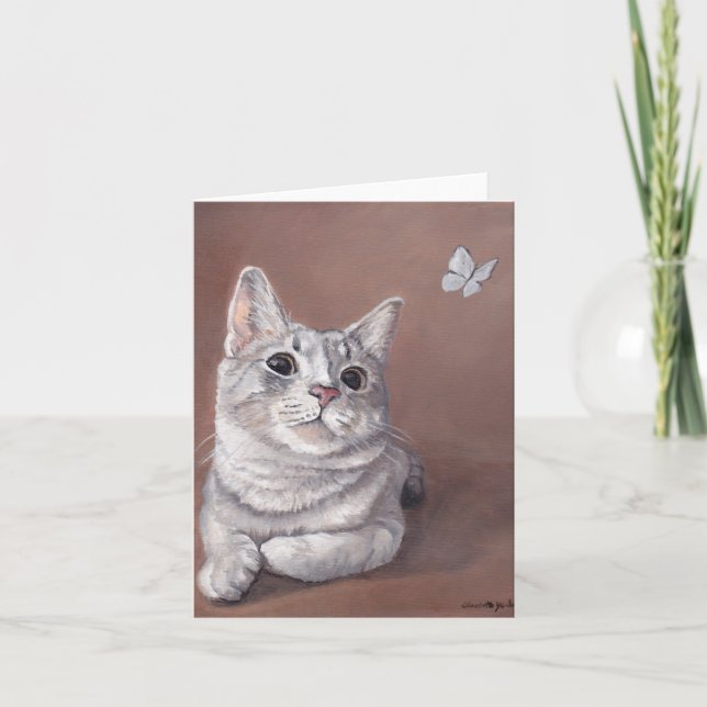 Miss Maggie Kitty Cat Art Note Card (Front)