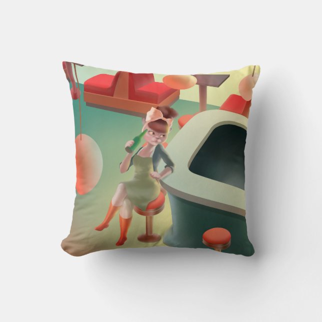 Miss Meow – Late Night Bar Series Cushion (Front)