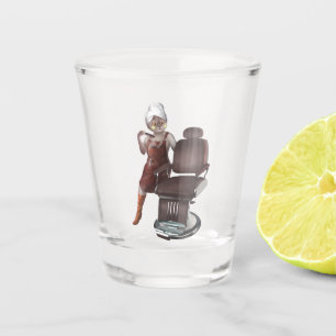 Miss Meow & Smile Pup: Barber Shop Breeze Art Shot Glass