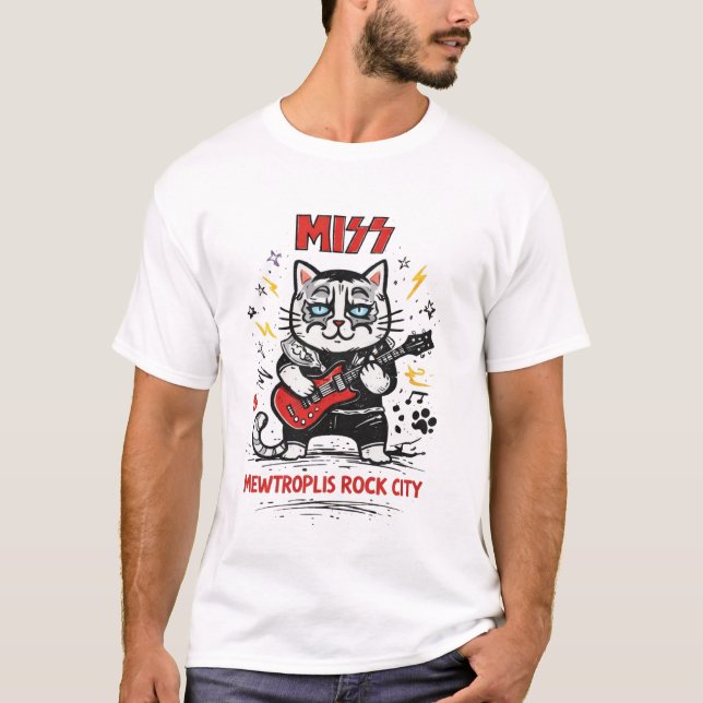 MISS – Mewtropolis Rock City Cat Parody T-Shirt (Front)