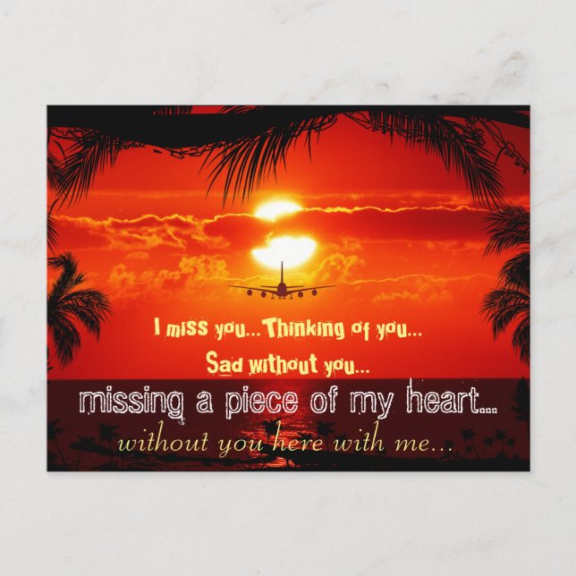 Miss Missing Sad Lonely Heart Broken Postcard (Front)