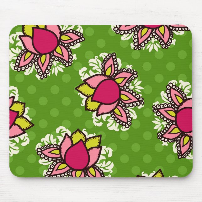 Miss Modd Vintage Lacey MousePad in Green (Front)