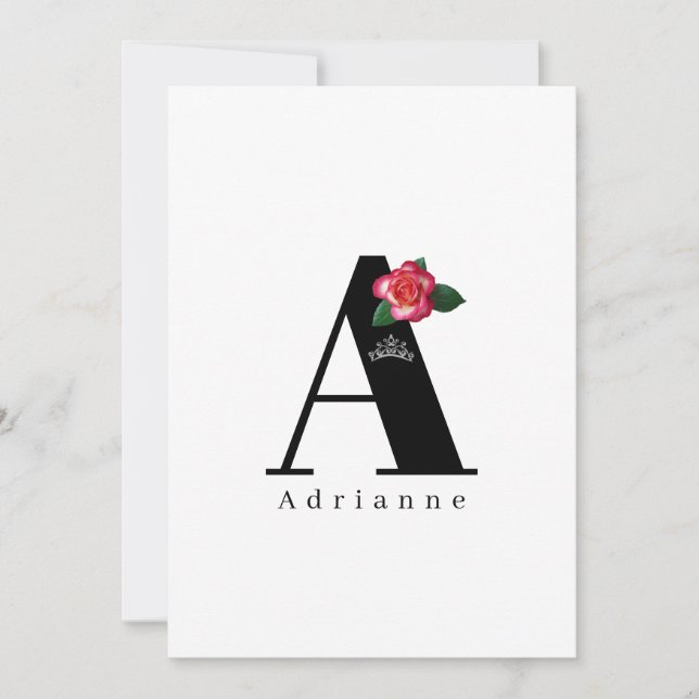 Miss Mrs. Pageant Crown Flat Note Cards-Rose Card (Front)