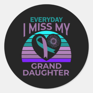 Miss My Granddaughter Heart Suicide Awareness Gran Classic Round Sticker