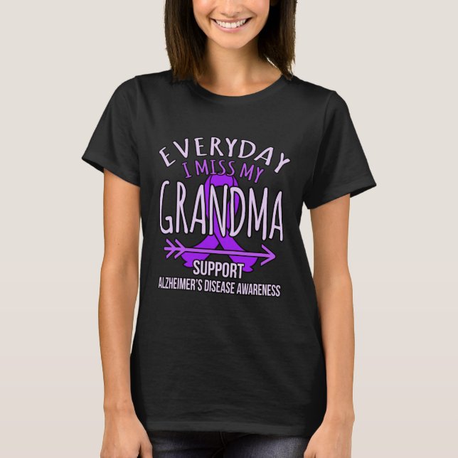Miss My Grandma Alzheimer's Disease Awareness Ribb T-Shirt (Front)