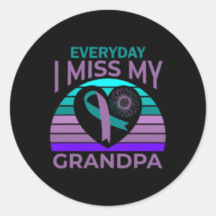 Miss My Grandpa Heart Suicide Awareness Granddaugh Classic Round Sticker