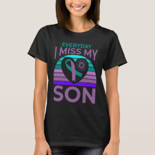 Miss My Son Heart Sunflower Suicide Awareness Mum T-Shirt
