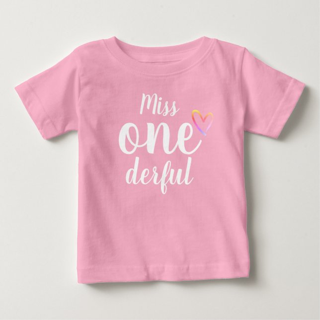 Miss Onederful Baby Girls First Birthday Shirt (Front)