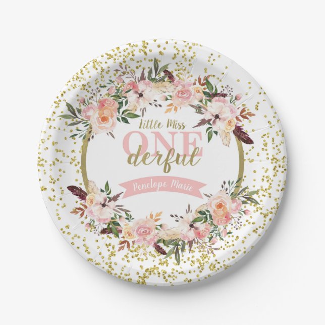 Miss ONEderful Birthday Plates (Front)