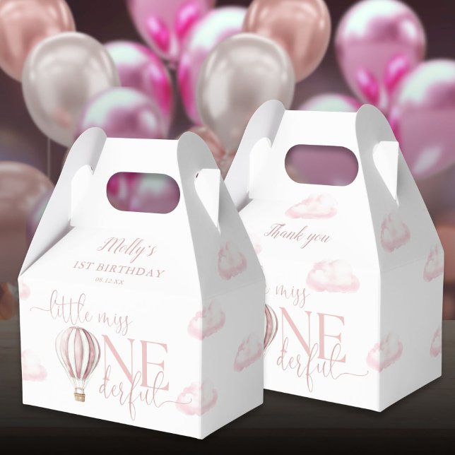 Miss Onederful Pink Balloon Girl 1st Birthday Favour Box (Miss Onederful Pink Balloon Girl 1st Birthday Favor Boxes)