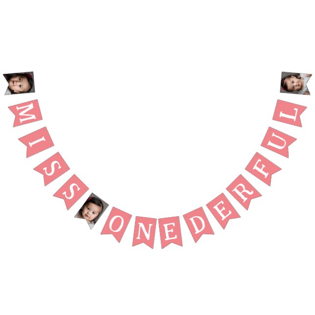 Miss Onerful 1st Birthday Photo Kids Pink Bunting (All)