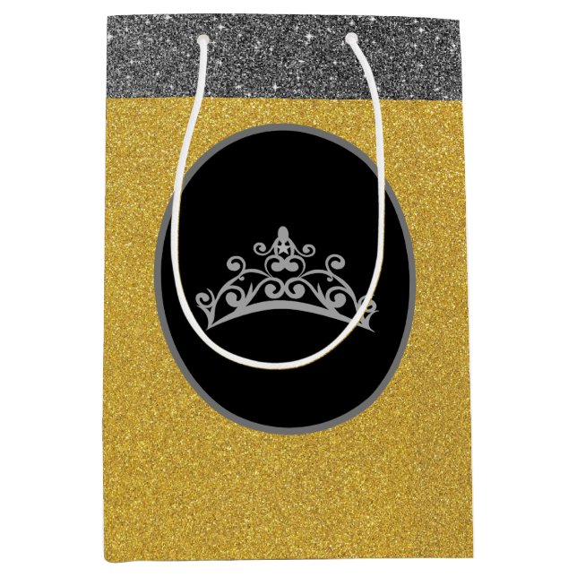 Miss Pageant Crown Gold FX GlitterGift Bag (Front)