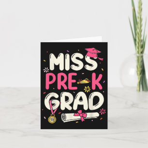 Miss Prek Grad Preschool Graduation Girls Kids  Card