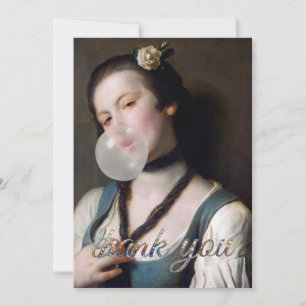 Miss Sassy blowing bubble gum Thank You Card