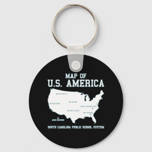 Miss South Carolina Map of US America Key Ring