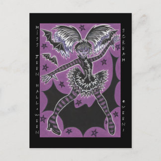 Miss Teen Halloween postcard black border