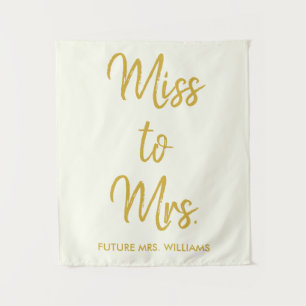Miss to Mrs Backdrop Bridal Shower Photo Booth Tapestry