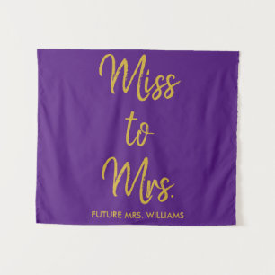 Miss to Mrs Backdrop Purple and Gold Bridal Shower Tapestry