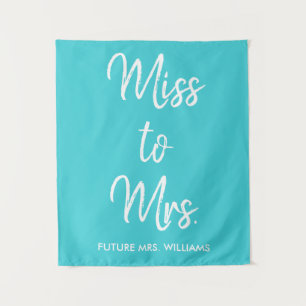 Miss to Mrs Backdrop Turquoise Bridal Shower Photo Tapestry