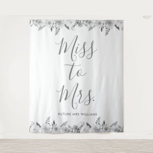 Miss to Mrs Banner Floral Bridal Shower Prop Tapestry