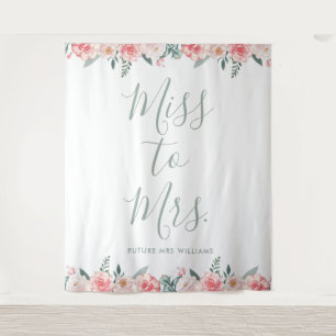Miss to Mrs Banner Floral Bridal Shower Prop Tapestry