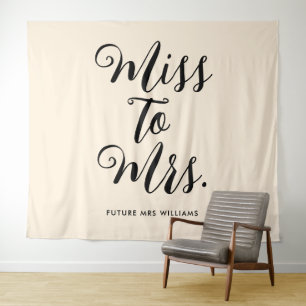 Miss to Mrs Banner Modern Backdrop Tapestry