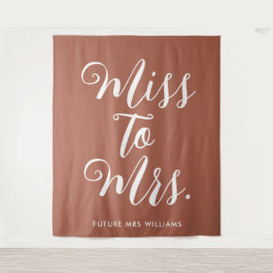 Miss to Mrs Banner Modern Bridal Shower Backdrop Tapestry