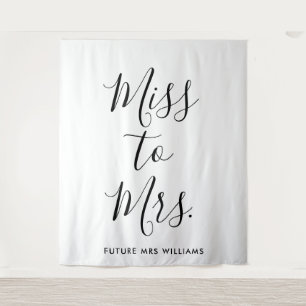 Miss to Mrs Banner Modern Bridal Shower Prop Tapestry