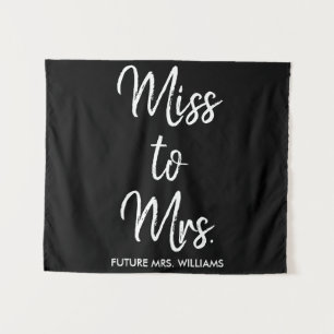 Miss to Mrs Black & White Bridal Shower Photo Prop Tapestry