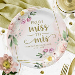 Miss to Mrs Blush Floral Geometric Bridal Shower Paper Plate<br><div class="desc">Miss to Mrs Blush Floral Geometric Bridal Shower</div>